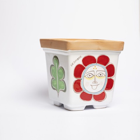 Sicilian Ceramic Vase de simone pottery Sun Folk VSPQSOL Sicilian Ceramic Vase de simone pottery Sun Folk VSPQSOL